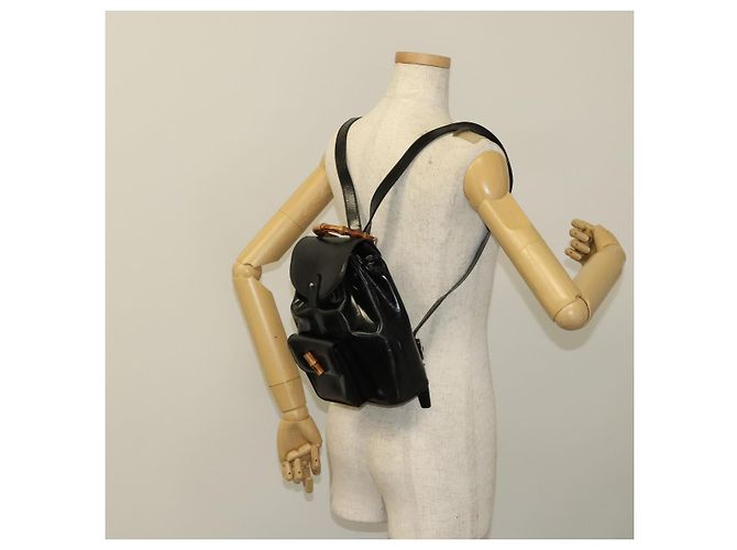 Bamboo Sac à dos en bambou GUCCI Émail Noir Argent 003 2034 0030 Auth 135553 Argenté - vue 25