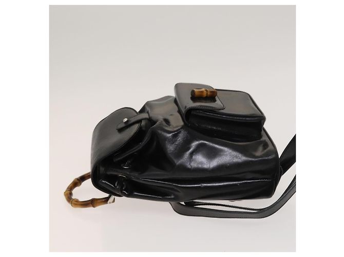 Bamboo Sac à dos en bambou GUCCI Émail Noir Argent 003 2034 0030 Auth 135553 Argenté - vue 4