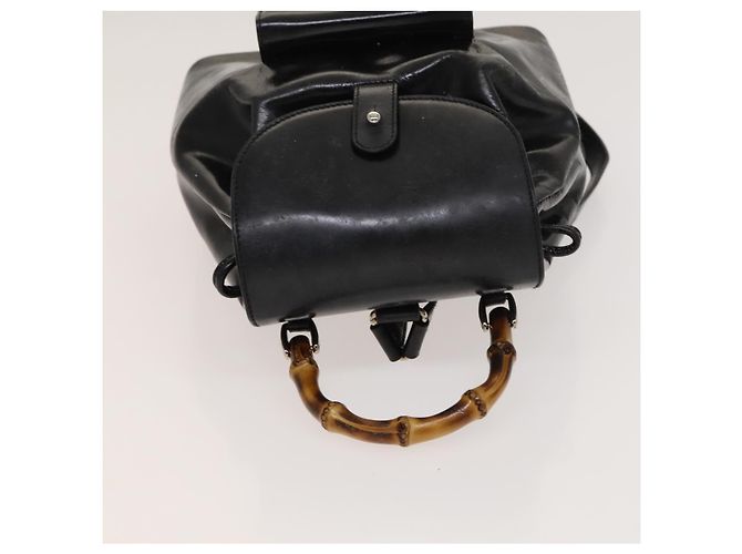Bamboo Sac à dos en bambou GUCCI Émail Noir Argent 003 2034 0030 Auth 135553 Argenté - vue 6