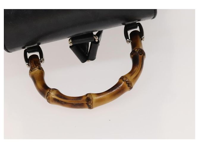 Bamboo Sac à dos en bambou GUCCI Émail Noir Argent 003 2034 0030 Auth 135553 Argenté - vue 7