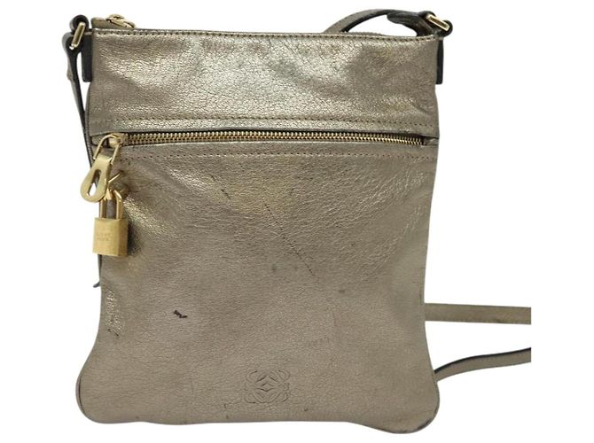 LOEWE Anagram Schultertasche aus Leder Gold Auth bs28517 Golden - Ansicht 13