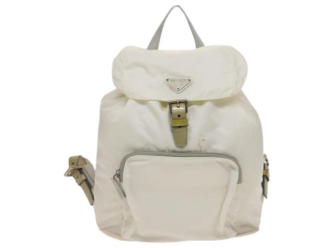 PRADA Rucksack aus Nylon Weiß Silber Auth 134573 - Ansicht 13
