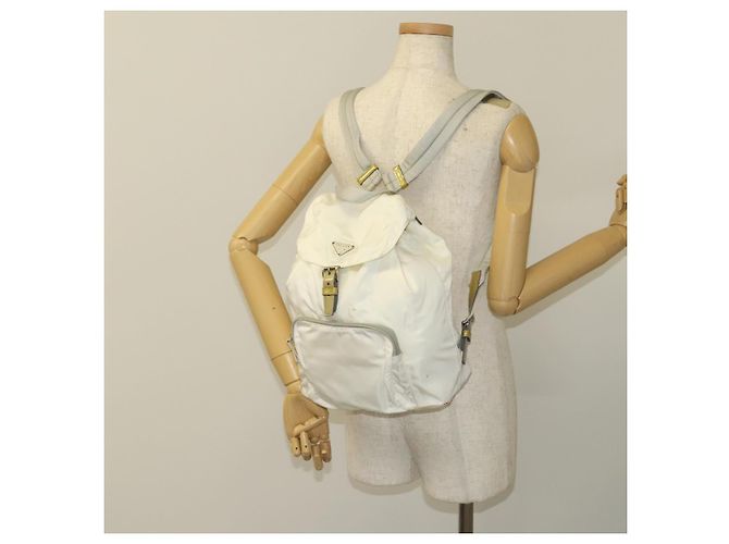 PRADA Rucksack aus Nylon Weiß Silber Auth 134573 - Ansicht 28