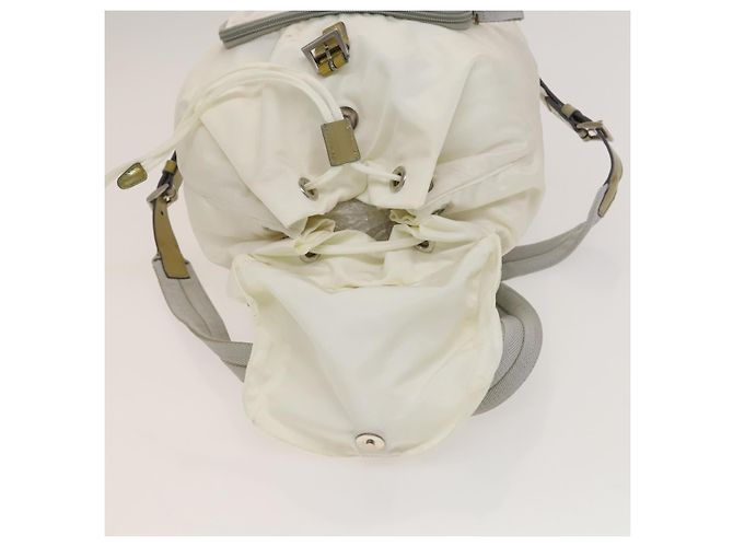 PRADA Rucksack aus Nylon Weiß Silber Auth 134573 - Ansicht 9