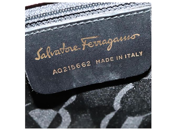Borsa a mano in pelle Gancini 2 in 1 Salvatore Ferragamo marrone oro Auth BA4475 - vista 12