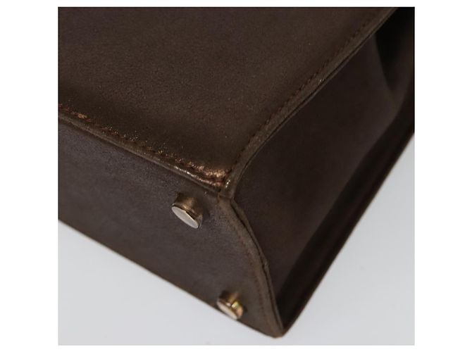 Borsa a mano in pelle Gancini 2 in 1 Salvatore Ferragamo marrone oro Auth BA4475 - vista 17