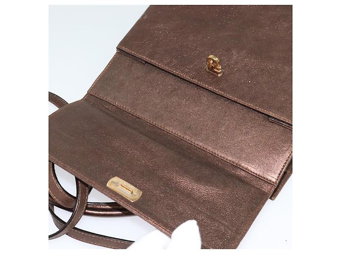 Borsa a mano in pelle Gancini 2 in 1 Salvatore Ferragamo marrone oro Auth BA4475 - vista 19