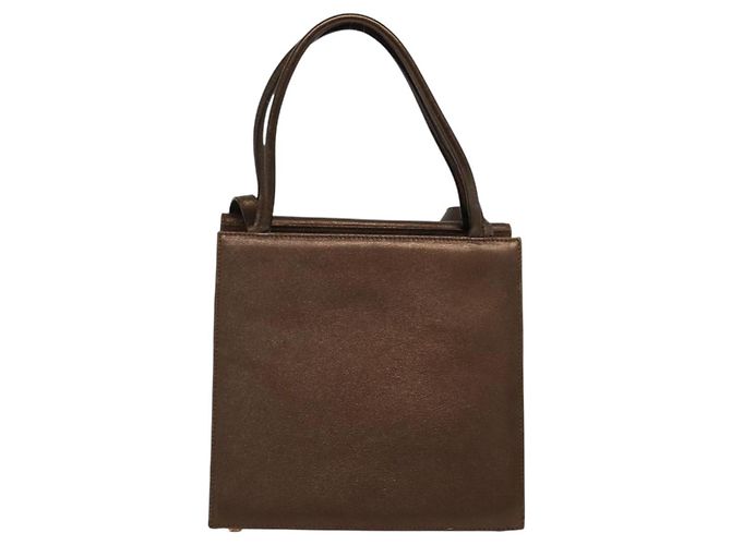 Borsa a mano in pelle Gancini 2 in 1 Salvatore Ferragamo marrone oro Auth BA4475 - vista 2