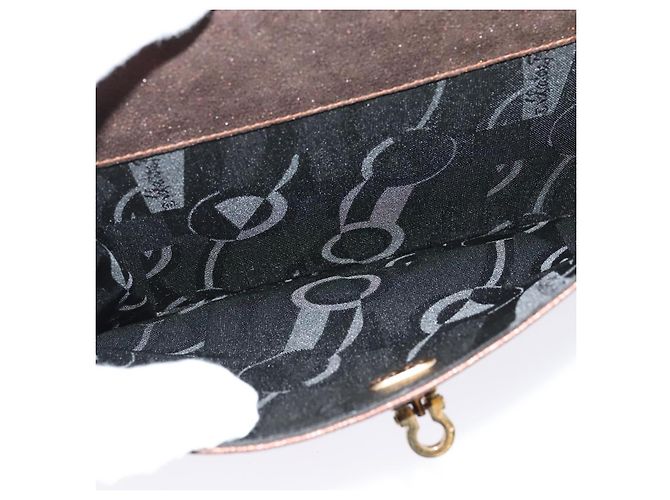 Borsa a mano in pelle Gancini 2 in 1 Salvatore Ferragamo marrone oro Auth BA4475 - vista 20