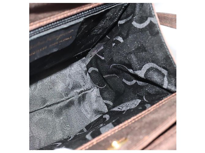 Borsa a mano in pelle Gancini 2 in 1 Salvatore Ferragamo marrone oro Auth BA4475 - vista 21
