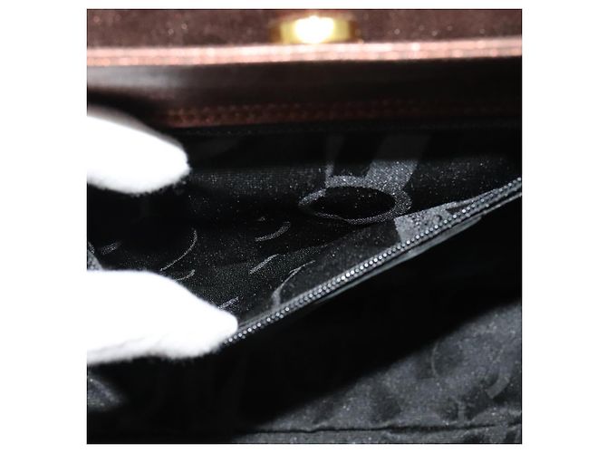 Borsa a mano in pelle Gancini 2 in 1 Salvatore Ferragamo marrone oro Auth BA4475 - vista 23