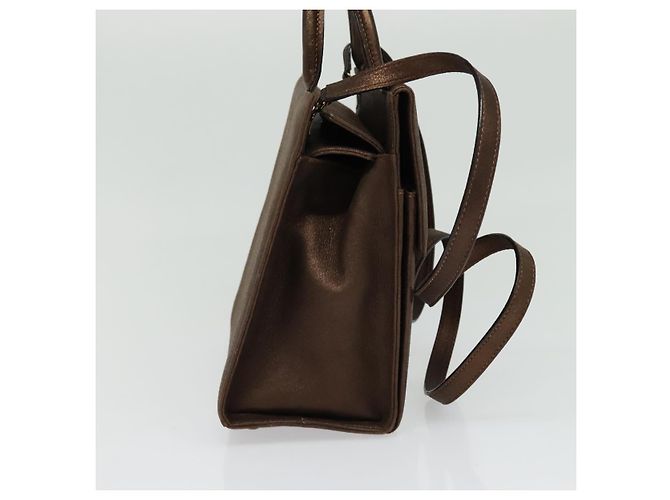 Borsa a mano in pelle Gancini 2 in 1 Salvatore Ferragamo marrone oro Auth BA4475 - vista 3