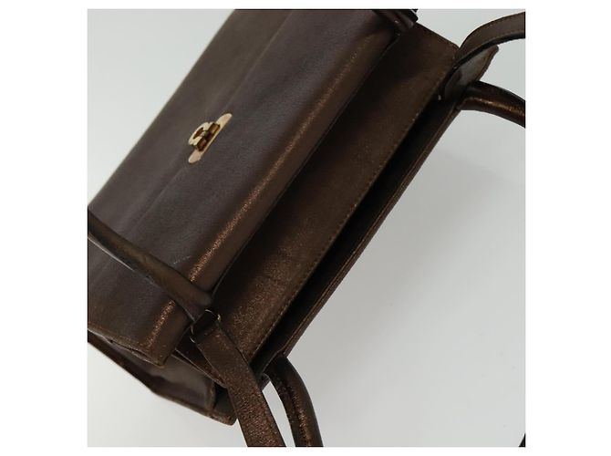 Borsa a mano in pelle Gancini 2 in 1 Salvatore Ferragamo marrone oro Auth BA4475 - vista 6