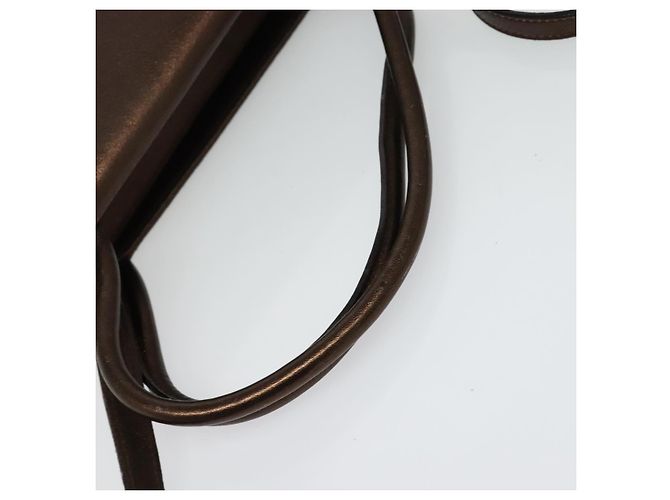Borsa a mano in pelle Gancini 2 in 1 Salvatore Ferragamo marrone oro Auth BA4475 - vista 7