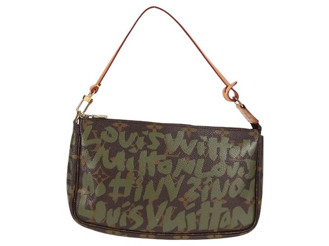 LOUIS VUITTON Pochette Accessoires Graffiti Pouch Khaki M92191 LV Auth ep10096V Caqui Monograma - vista 13