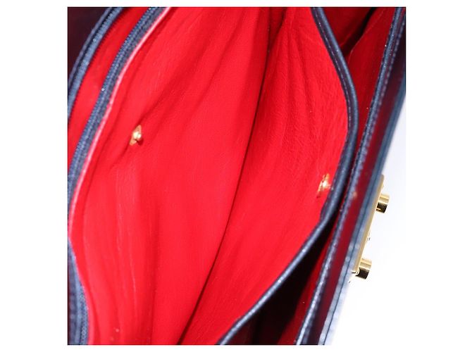 Borsa a mano GUCCI in pelle blu navy e oro 000 1274 0192 Auth ep10091 D'oro - vista 22