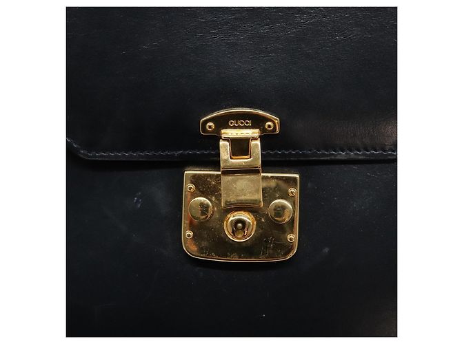 Borsa a mano GUCCI in pelle blu navy e oro 000 1274 0192 Auth ep10091 D'oro - vista 9