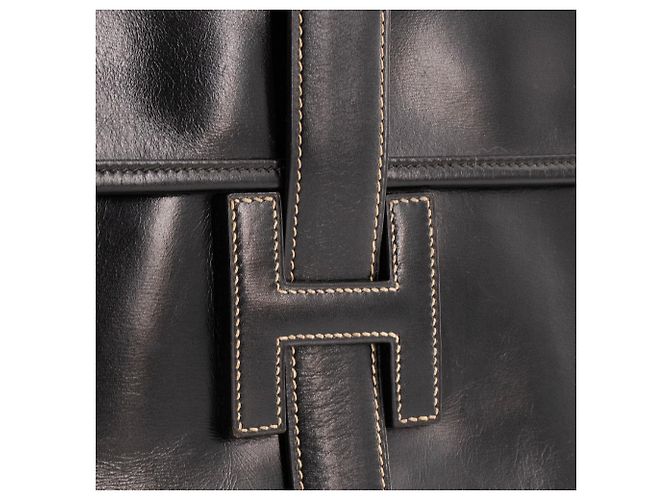 HERMÈS - Pochette Jige Hermès in pelle box nera Nero - vista 4