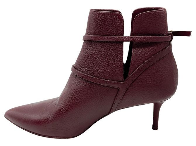 Valentino Bordeaux / Gold Rockstud genarbte Lederstiefel - Ansicht 3