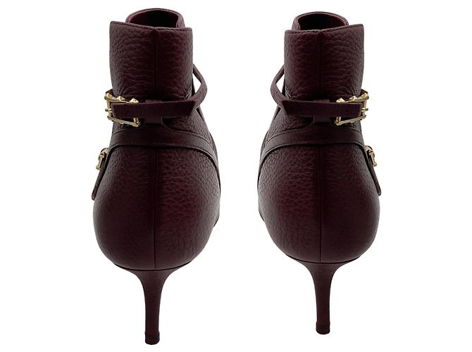 Valentino Bordeaux / Gold Rockstud genarbte Lederstiefel - Ansicht 6