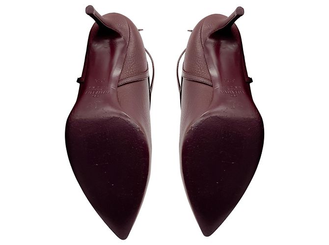Valentino Bordeaux / Gold Rockstud genarbte Lederstiefel - Ansicht 7