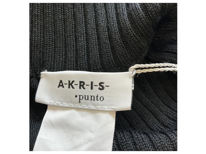 Schwarzer / Karamell gerippter Wollpullover Akris Punto - Ansicht 4