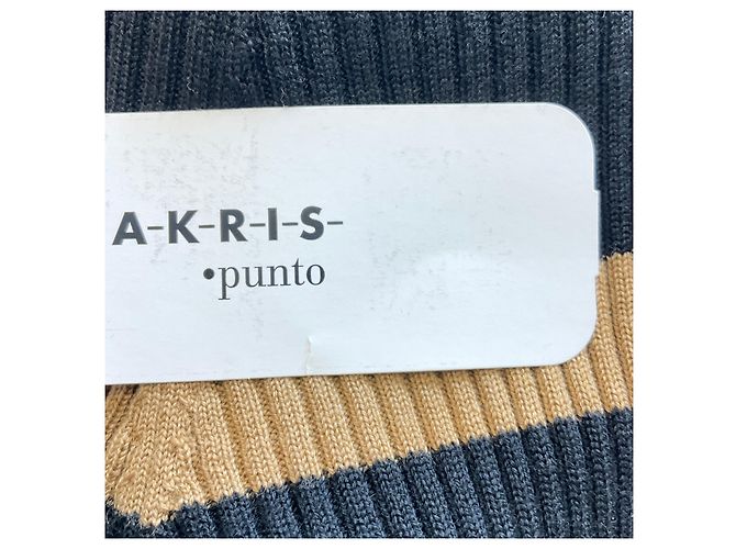 Schwarzer / Karamell gerippter Wollpullover Akris Punto - Ansicht 6
