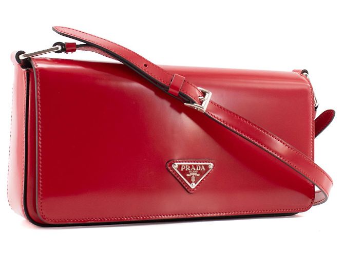 PRADA - Sac à bandoulière Spazzolato Prada en cuir lisse rouge - vista 2