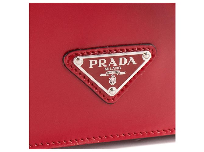 PRADA - Sac à bandoulière Spazzolato Prada en cuir lisse rouge - vista 5