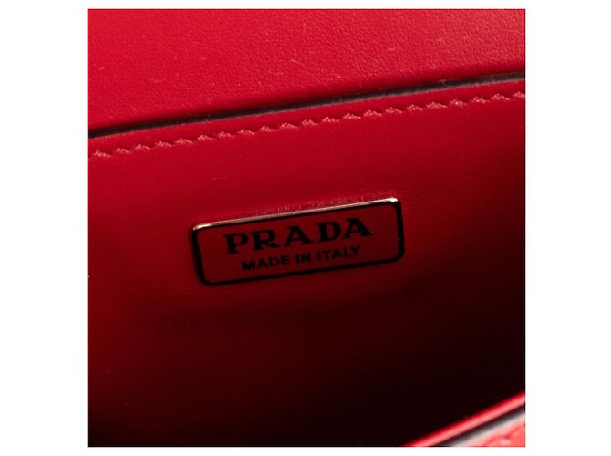 PRADA - Sac à bandoulière Spazzolato Prada en cuir lisse rouge - vista 8