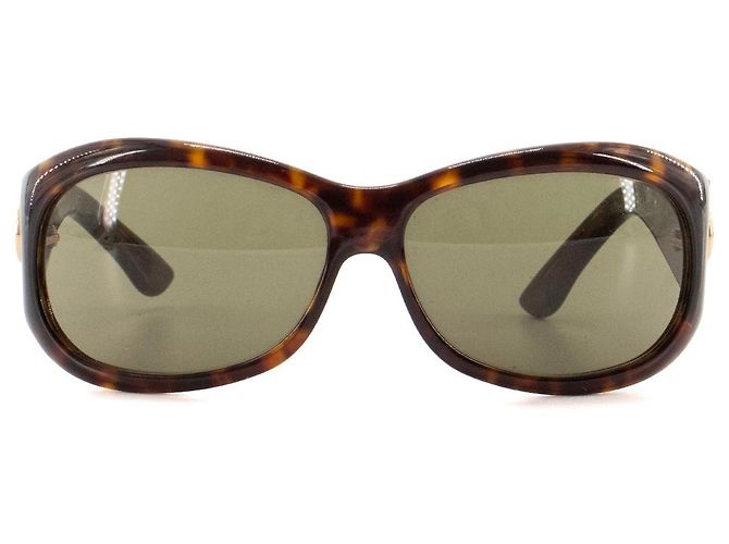 GUCCI - Lunettes de soleil Gucci en plastique écailles marron - vue 2
