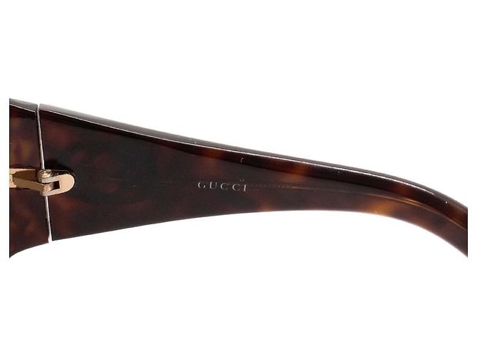 GUCCI - Lunettes de soleil Gucci en plastique écailles marron - vue 4