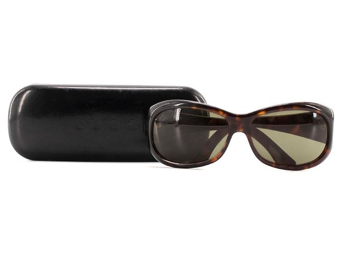 GUCCI - Lunettes de soleil Gucci en plastique écailles marron - vue 5