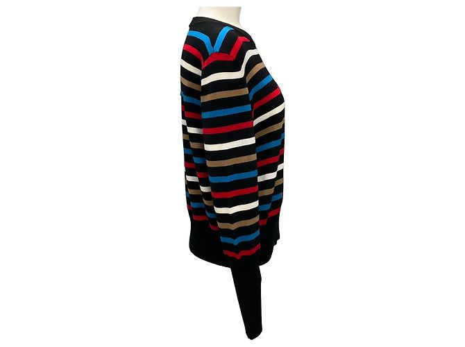 Akris Punto Black Multi Striped Wool Knit Pullover Sweater - view 2
