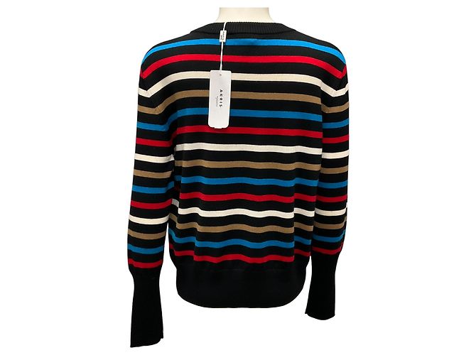 Akris Punto Black Multi Striped Wool Knit Pullover Sweater - view 3