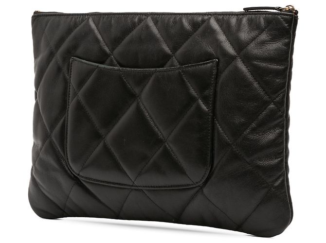 Clutch Chanel 19 O in pelle di capra nera grande Nero - vista 2