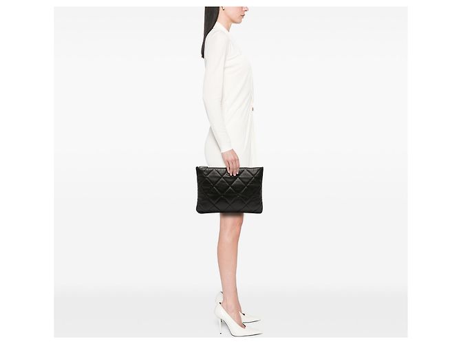 Clutch Chanel 19 O in pelle di capra nera grande Nero - vista 9