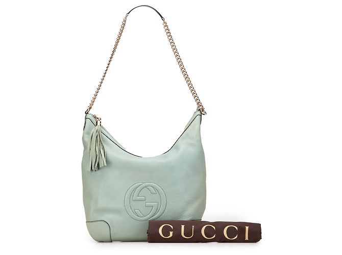 Borsa a spalla in pelle blu Soho con catena Gucci Blu chiaro - vista 11