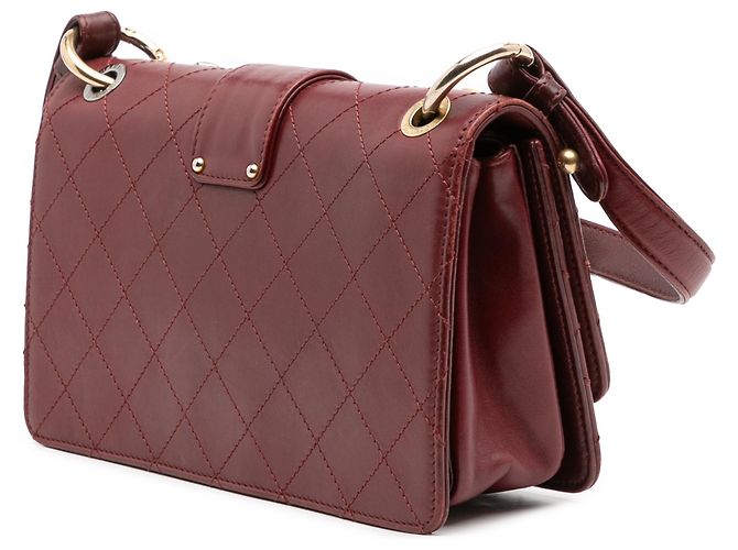 Chanel Rosso CC Pelle di Vitello Cucita con Catena Bordò - vista 2