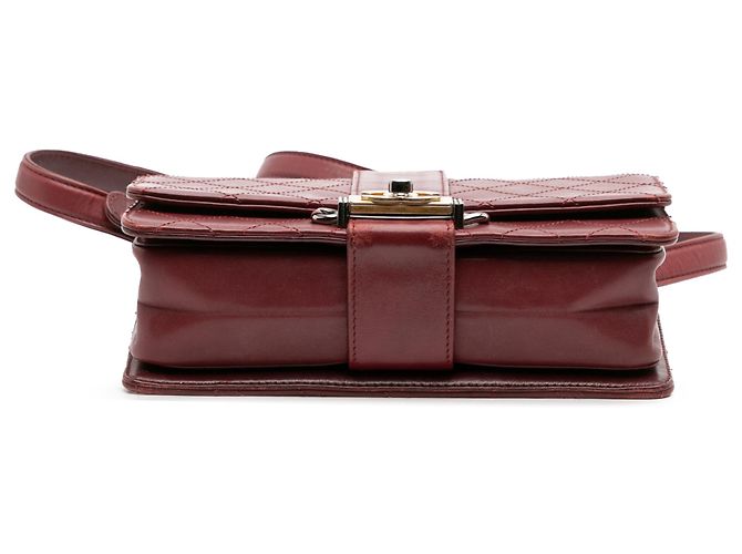 Chanel Rosso CC Pelle di Vitello Cucita con Catena Bordò - vista 3