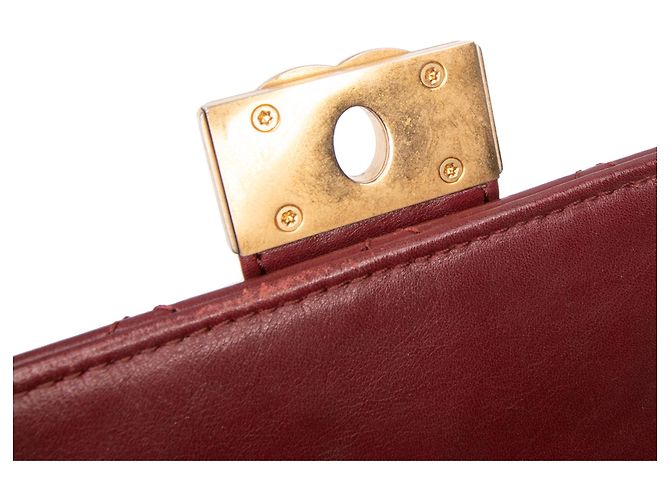 Chanel Rosso CC Pelle di Vitello Cucita con Catena Bordò - vista 7