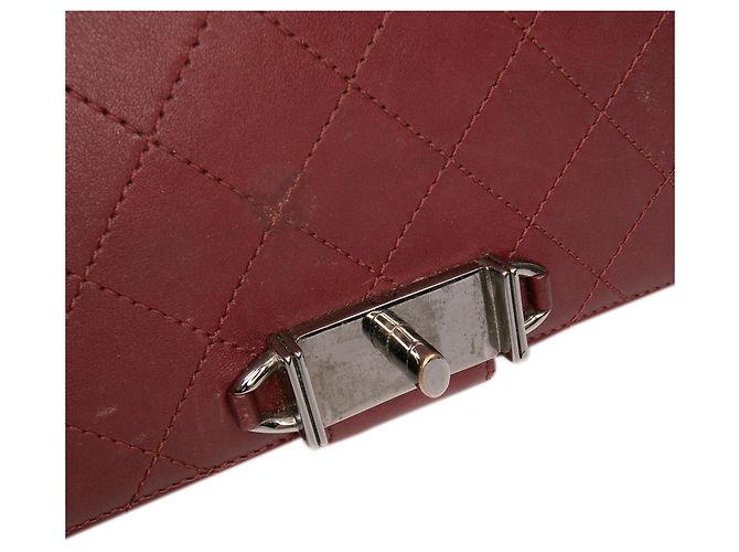 Chanel Rosso CC Pelle di Vitello Cucita con Catena Bordò - vista 8