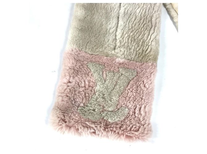 Sciarpa bicolore in pelliccia con logo Louis Vuitton Rosa Beige Giallo - vista 11