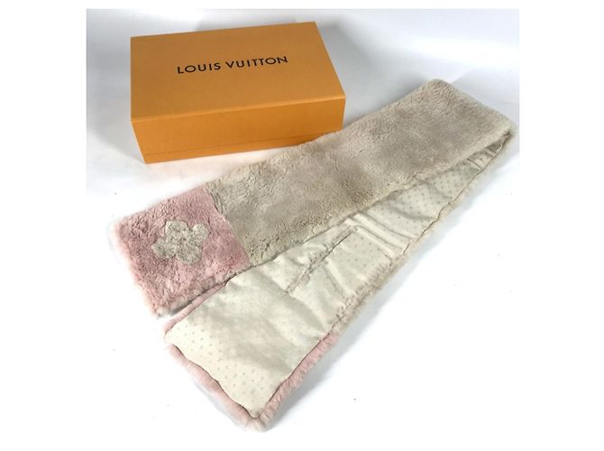Sciarpa bicolore in pelliccia con logo Louis Vuitton Rosa Beige Giallo - vista 2