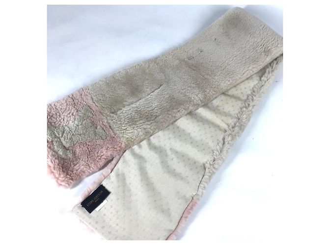 Sciarpa bicolore in pelliccia con logo Louis Vuitton Rosa Beige Giallo - vista 5