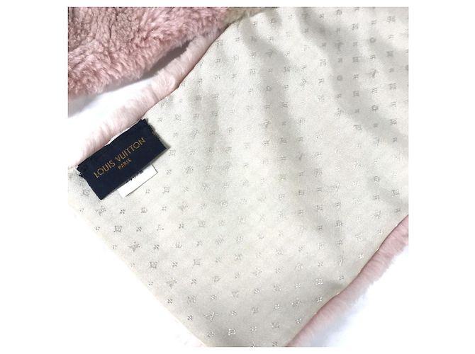 Sciarpa bicolore in pelliccia con logo Louis Vuitton Rosa Beige Giallo - vista 6