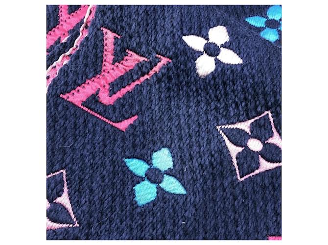Louis Vuitton Monogram Echarpe Logomania Rainbow Scarf Pink Navy blue - vue 4