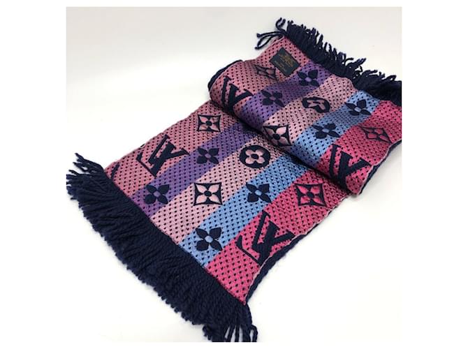 Louis Vuitton Monogram Echarpe Logomania Rainbow Scarf Pink Navy blue - vue 5
