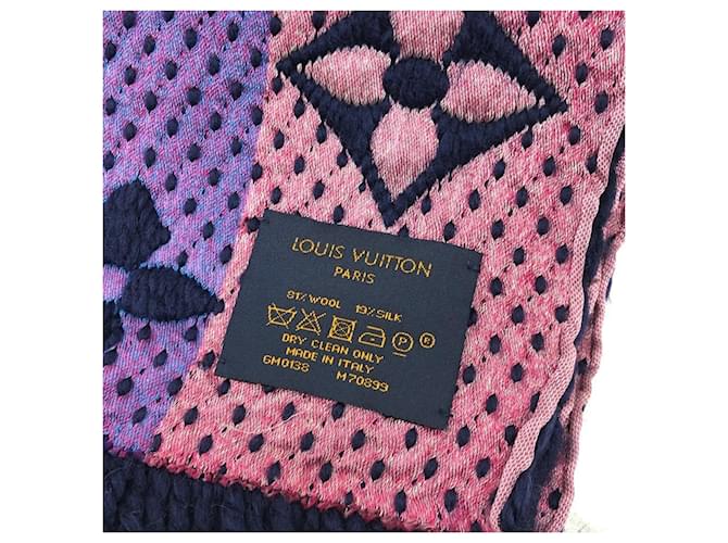 Louis Vuitton Monogram Echarpe Logomania Rainbow Scarf Pink Navy blue - vue 6