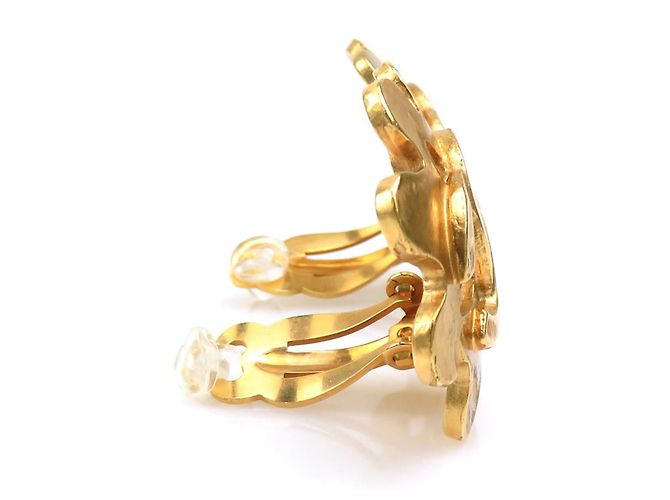 Orecchini a clip in metallo dorato Chanel Coco Mark D'oro - vista 2